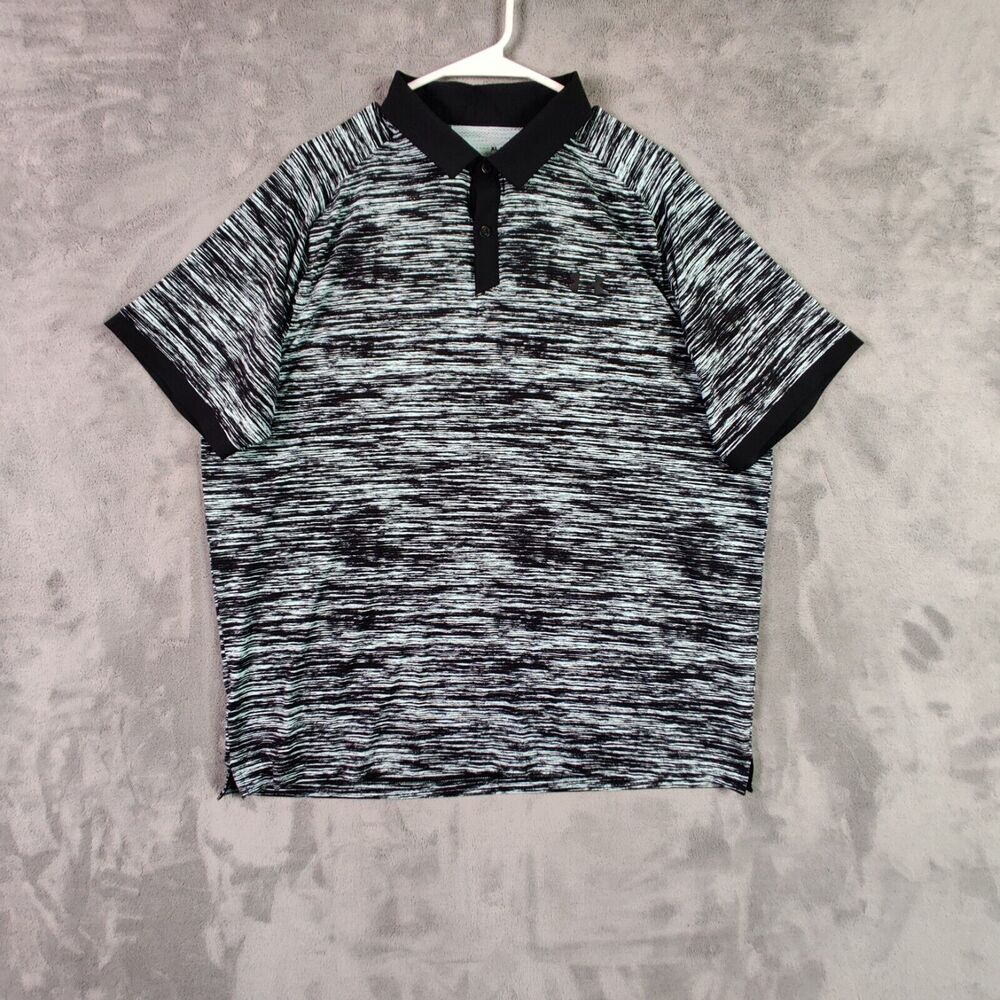 Under Armour Polo Shirt Adult XL Black Blue Iso Chill Performance Golf Men